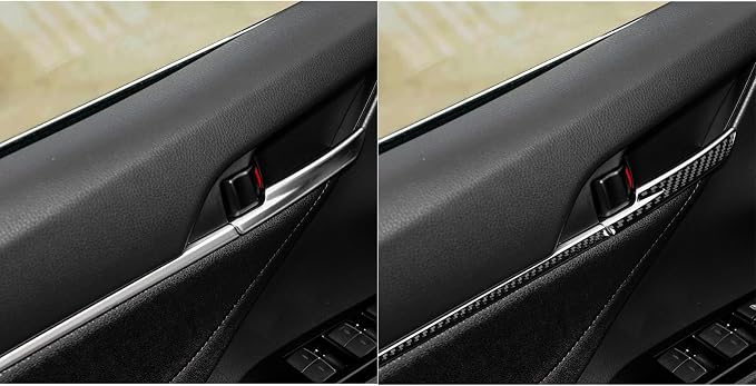 NVCNX Real Premium Carbon Fiber for Toyota Camry Accessories 2018-2024 2019 2020 2021 2022 2023 SE/LE/XSE/XLE/SE Nightshade/L/TRD Gas Hybrid Car Door Inner Panel Strip Cover Interior Trim Sticker 8PCs