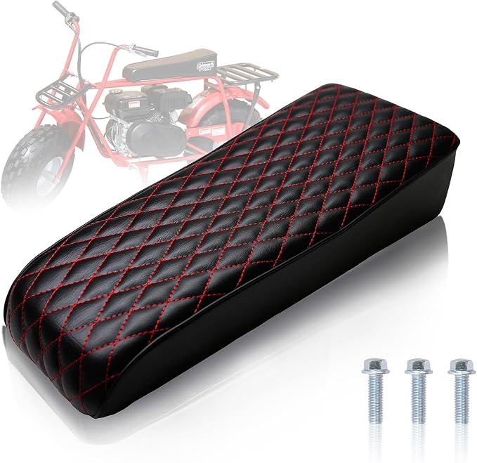 JMCHstore Upgraded 19'' Seat for Coleman ct200u, Baja DB30 (Blitz, Dirt Bug, Racer) ct200 200cc 196cc Motor 6.5HP Mini bike Trail Powersports Parts (Red Diamond Stitch SEAT)