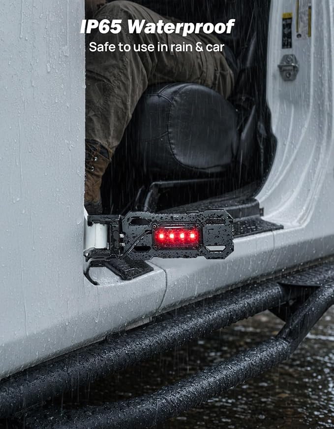 JOYTUTUS CNC Foot Pegs Doors Off with 7 Lighting Modes Compatible with 2007-2025 Wrangler JK, JL & Gladiator JT, Exterior Door Hinge Foot Rest Pedals Footrests