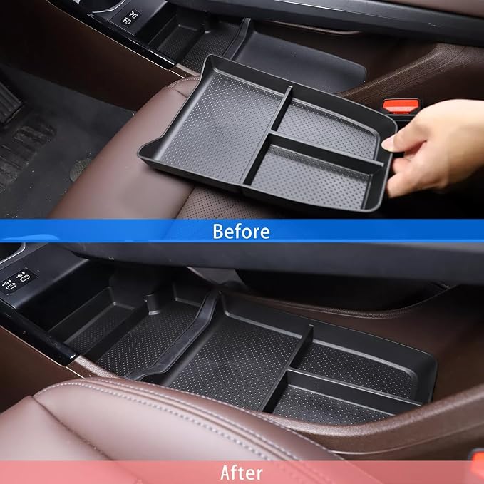 Compatible with BMW X1 U11 Auto Center Armrest Console Organizer Holder + Lower Console Organizer Tray Organizer Cover Trim Storage Box Container Box TPE for BMW X1 U11 2023-2025