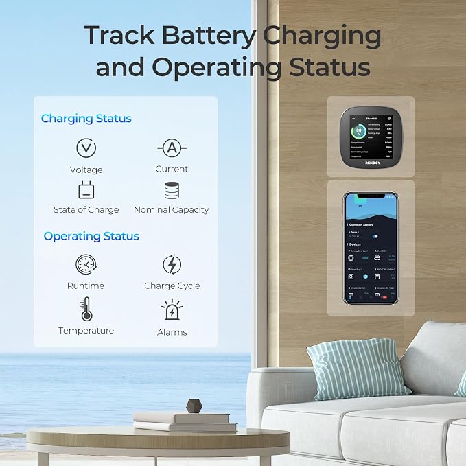 Renogy Battery Shunt 300, Remote Battery Monitoring, Range 8V-120V up to 500A, High Precision Current Sensor, Compatible Lead Acid, LFP, Li-ion, and Ni-MH Batteries
