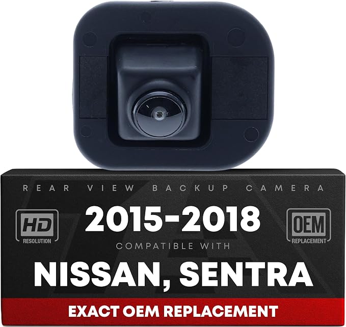 Rear View Backup Camera, Reverse Park Assist - Compatible with 2015-2018 Nissan Sentra - Plastic, Glass - Vehicle Parking Camera Replacement - OEM 284424AF0A, 284423RA1A, 590-916, NI1960128