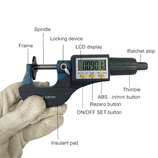 Digital Outside Micrometer, MFQNENLK Digital Electronic Display Micrometer 0-1"/0-25mm, Professional Inch/Metric Measuring Tool 0.00005"/0.001 mm, with Protective Case & Battery