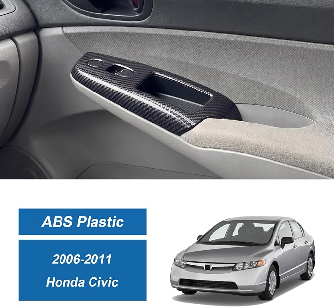 Carbon Fiber Window Lift Switch Panel Cover for Honda Civic 8th Gen 2006 2007 2008 2009 2010 2011