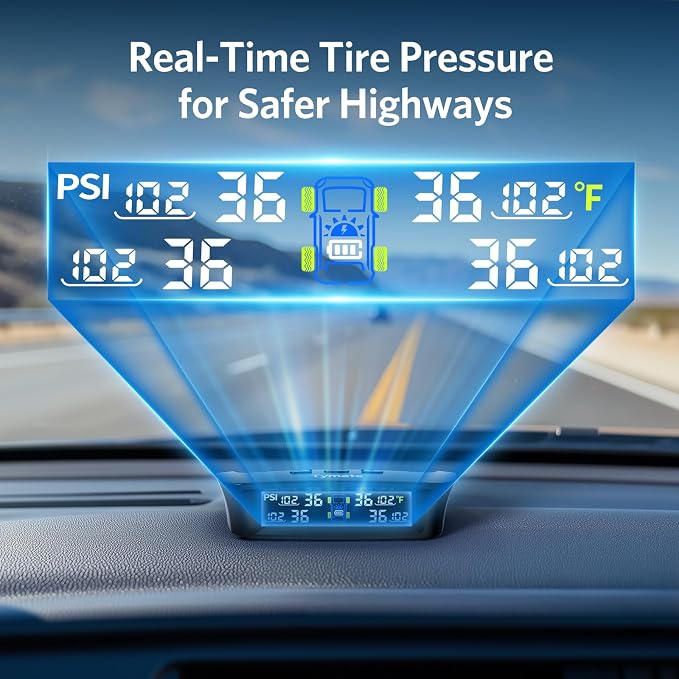 Tymate TM3 RV Tire Pressure Monitoring System, Solar Charge TPMS, 6 Sensors & 5 Alarm Modes, Color Display, W/Repeater for Longer Distance Transmission, 0-144 PSI for RV Trailer Camper Fifth Wheel