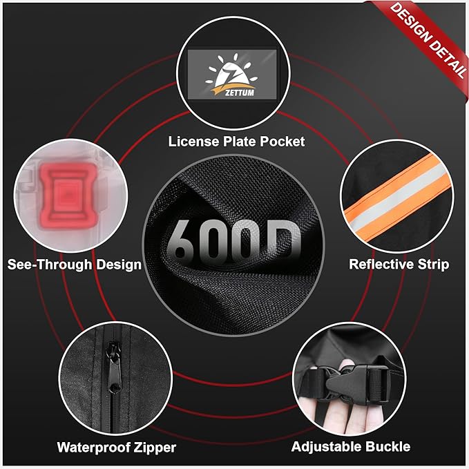 Zettum Bike Cover for Transport 2 Bike - 600D Travel Bike Covers for Bikes on Rear Bike Rack Waterproof & Heavy Duty, Outdoor Full Bicycle Rack Cover for 2 Bikes on Car Hitch Storage (Clear)