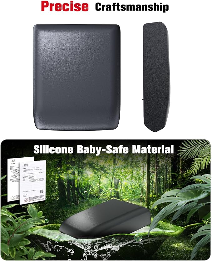 for 2024~2026 Toyota Tacoma (4th Gen Tacoma) 2-in-1 Silicone Center Console Armrest Cover& Armrest Hidden Privacy Tray - [OEM Design& Friendly Liquid Silicone Rubber] - Thin Black