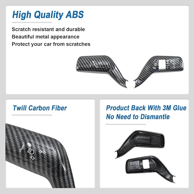 Carbon Fiber Headlight Turn Signal Switch Cover & Wiper Switch Cover Compatible with Ford Mustang 2024 2025