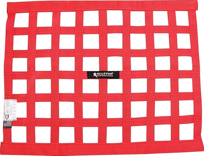 Allstar Performance ALL10287 Red 18" High x 24" Wide Rectangular Border Style Mount Spec Ribbon Window Net