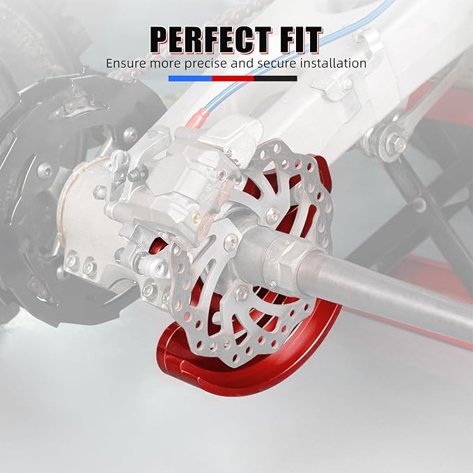 NICECNC Rear Caliper Bracket Disc Brake Guard 11mm Aluminum Compatible with Yamaha YFZ450R 2009 2010 2011 2012-2022, Red