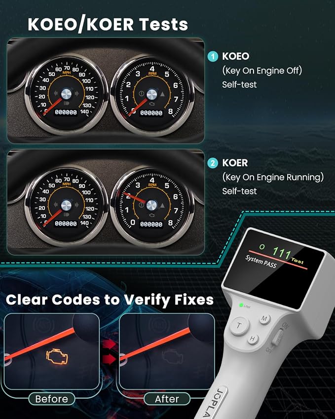 JOPLAY OBD1 Code Reader Compatible with Ford, 2 in 1 Digital OBD 1 Scanner with Built-in Reinforced Pins and 9 Feet Cable OBD 1 Scan Tool Compatible with Ford, Lincoln, Mercury from 1981-1995 (Gray)