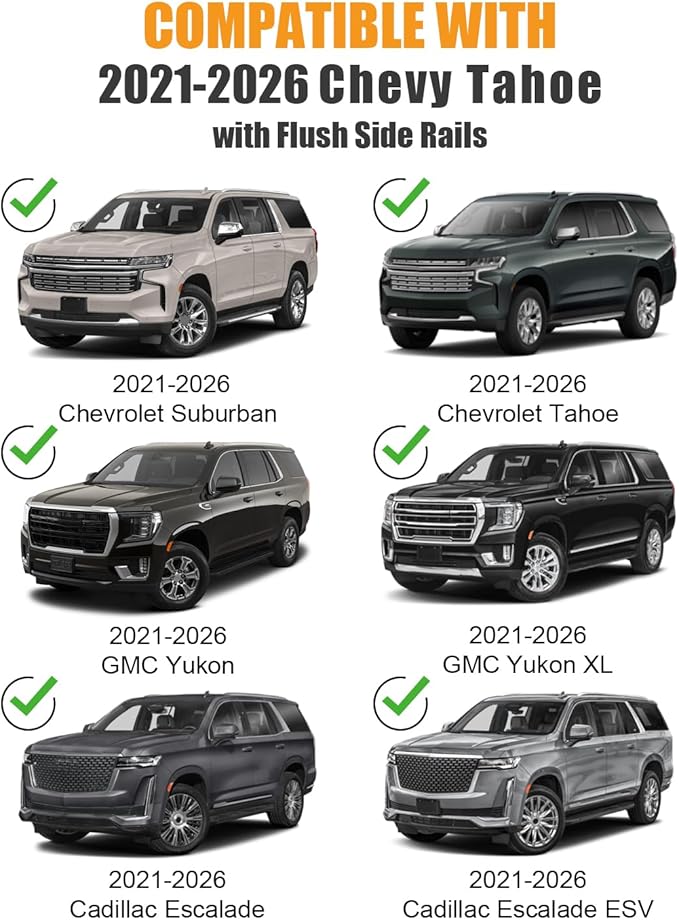 KINGGERI 330lb Lockable Roof Rack Cross Bars Compatible with 2021-2026 Chevy Tahoe & Suburban, GMC Yukon XL, Cadillac Escalade ESV with Flush Side Rails, Heavy Duty Rooftop Aluminum Accessories