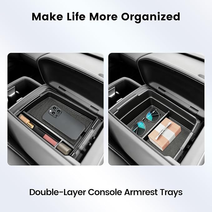 Center Console Organizer Compatible with (2PACK) 2027+ Kia Telluride (X-Line SX, X-PRO SX, SX Presitige, X-Line SX Presitige, X-PRO SX Presitige) Console Organizer Insert Tray Accessories