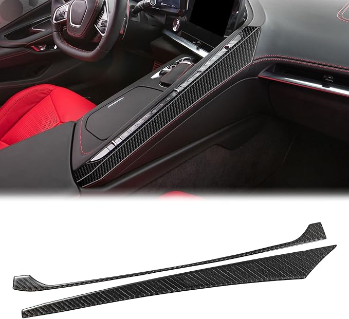 Real Carbon Fiber Center Console Panel Trim Compatible with Corvette C8 2020-2026, Interior Decor Sticker Accessories