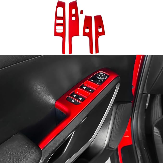 YOUTOOCAR 4PCS Window Switch Panel Trim Covers Compatible with Kia Soul 2022-2026 Accessories (Red)