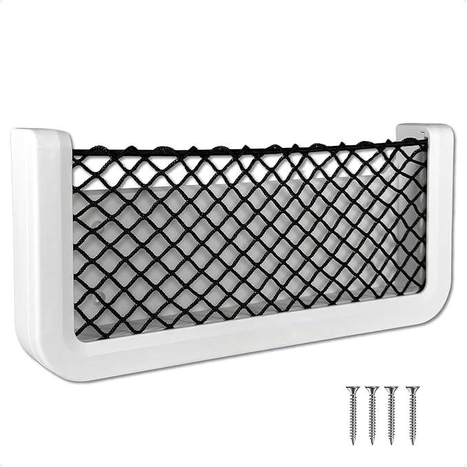 Five Oceans Boat Storage Net, White Frame, Black Elastic Netting, 9-7/8" x 4-1/2", Ideal Storage Net for Boat Organizer, Car, Rvs - FO4902