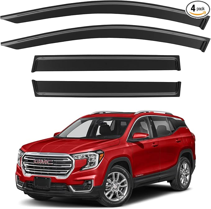 Window Visors Rain Guards Shield for 2018-2024 GMC Terrain, Out-Channel Window Vent Wind Deflectors Visors Shades for 18-24 Terrain SLE SLT AT4 Denali