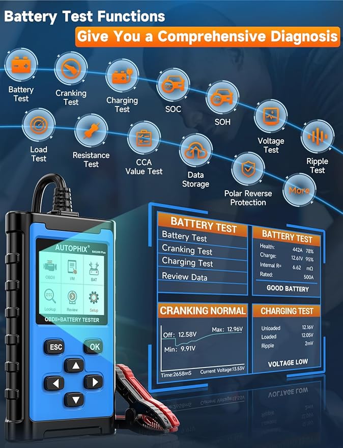 AUTOPHIX 3210 Pro OBD2 Scanner Bluetooth with AUTOPHIX BAS300 Plus OBD2 Scanner & Battery Tester