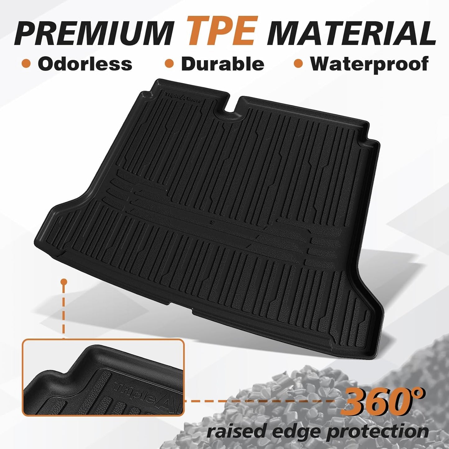 TripleAliners Trunk Mat All Weather Liners Compatible with 2025 Nissan Kicks Interior Accessories Custom Fit Anti-Slip TPE Full Coverage Protection Rear Trunk Floor Mat (S Trim Level ONLY)
