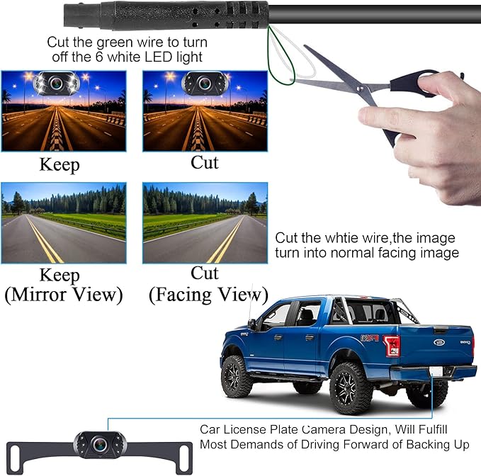 HD 1080P Backup Camera Plug & Play: Easy to Install in 15 Minutes Starlight Night Vision for Backing Up Safely in the Dark - Real-time Image Zero lag Rear View Camera with Monitor for Cars Trucks SUVs
