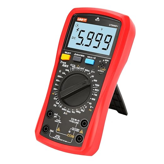 UNI-T Digital Multimeter Tester UT890D+ True RMS 6000 Counts Live Test Volt Ohm Meter, Voltage Ac Dc Current Amp Capacitor Tester hFE Diode Continuity NCV for Automotive HVAC