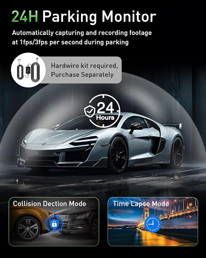 GMAIPOP Dash Cam Front and Rear,4K+2K Dash Camera for Cars with STARVIS Sensor,Built in 5GHz Wi-Fi, Free 64GB Card Included, Dual Dashbord Dashcam,Night Vision,Emergency Lock, Parking Mode
