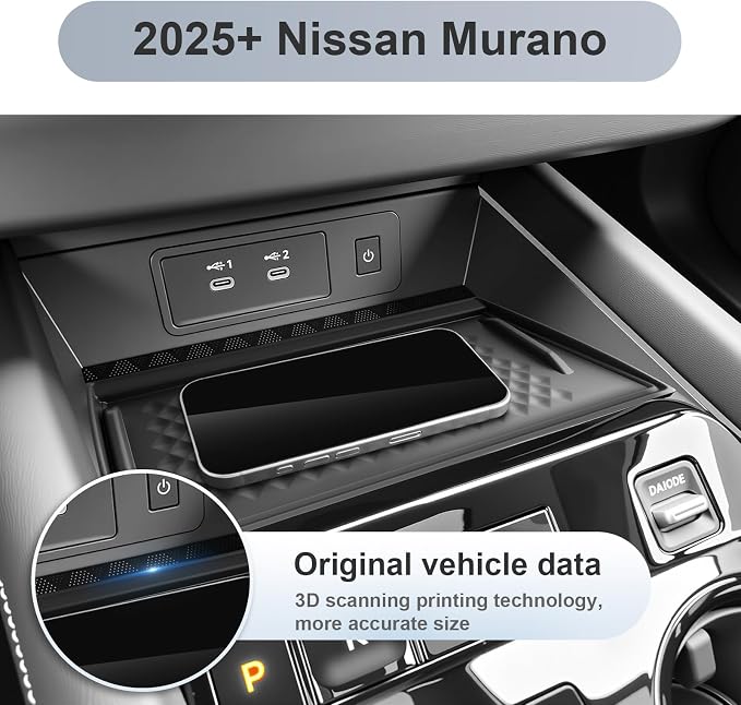 SKTU for 2025 2026 Nissan Murano Accessories Wireless Charging Mat for 2025 2026 Nissan Murano (SV/SL/Platinum) Center Console Non-Slip Pad 2025 2026 Murano Console Mat 2025 2026 Murano SL Accessories