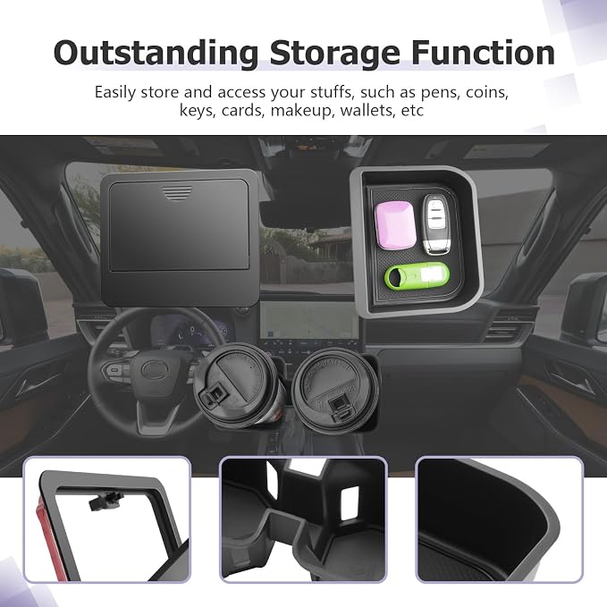 LUWU Center Console Organizer for 2024 2025 2026 Lexus GX 550 Accessories Hidden Box, Armrest Storage Box, Center Console Cup Holder GX 550 Accessories 2025 2026 3-Pack (ONLY FIT FOR COOL BOX)