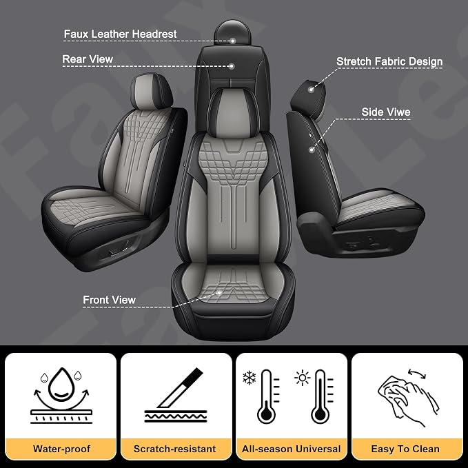 for Ford 2025 2026 F150 Seat Covers 2009-2026 F250 F350 F450 2017-2026 | Premium Handmade Leather Waterproof Fits Not Only SuperCrew Lightning King Ranch Platinum Tremor SVT Raptor
