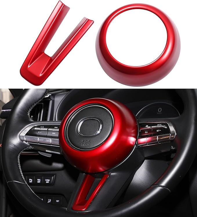 Fit for Mazda CX50 Mazda 3 CX-30 Accessories Steering Wheel Covers, Red Style Steering Wheels Protective Trims for Mazda CX-50 CX 50 2023 2024 2025 Mazda 3 CX30 CX 30 2020-2026