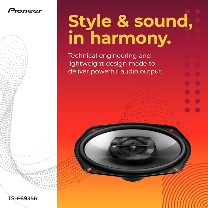 PIONEER TS-F6935R 3-Way Coaxial Car Audio Speakers - 6' x 9' Passive Car Speakers (Pair), 230 W Max Power, Black and Silver