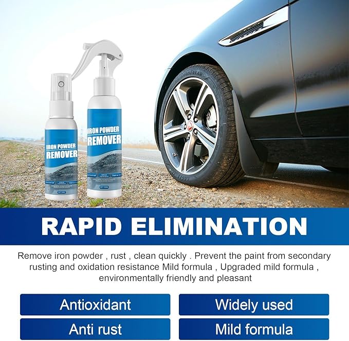 Multi-Functional Quick-Acting Rust Removal Spray, 2026 New 100ml Multipurpose Iron Powder Remover Spray for Car, Fast-Acting Formula & Easy Sprays Application for Metal, Bikes, Tools (100ML+30ML)