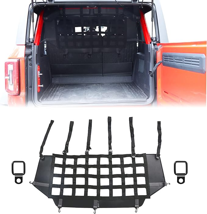 G Pet Net Vehicle Safety Mesh Dog Barrier Fit for Ford Bronco Accessories 2021-2025 4-Door, Rear Seat Isolation Net for Trunk Cargo Area, Upgrade Car Pet Divider fits for Medium, Large Pets