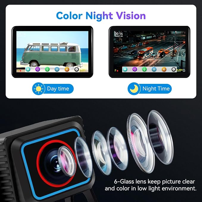 RV Backup Camera System - Dual 1080P HD Cameras with 7 inch Touchscreen Display, Wired Kit for Trucks, Trailers, and RVs, Includes 64GB Memory Card