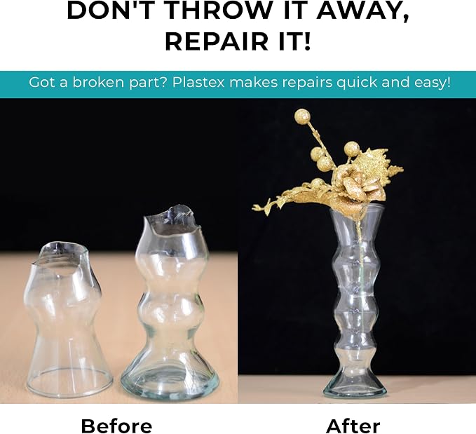 Plastex Plastic Repair Kits - Easily Glue, Repair or Remake Broken Plastic, Fiberglass, Wood & More! (Small Clear Travel Size Kit)