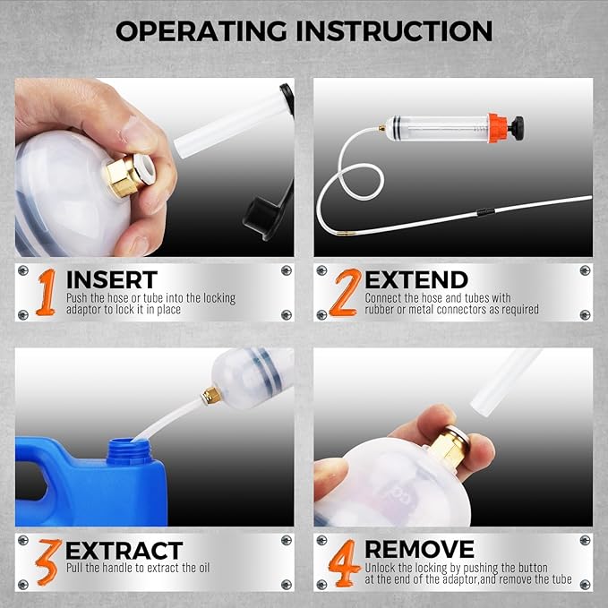 500CC Fluid Extractor and Fill Pump, Manual Oil Syringe Suction Pump with Long Hose and Extension Tubes, Automotive Fluid Transfer Pump for Oil, Brake Fluid, Coolant, Gear Oil, Cars, Boats, Lawn Mower