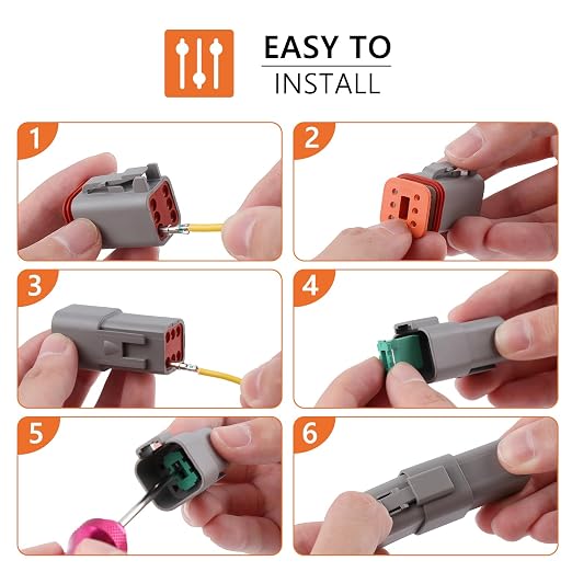 504PCS Deutsch Connectors Kit with Crimping Tool, 2/3/4/6/8/12 Pin DT Connectors with Removal Tool, Size 16 Solid Terminal Contacts, 14-18 AWG