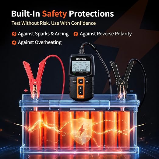BA100 12V Car Battery Tester, 100-2000 CCA Automotive Load Tester | Diagnose 12V battery, cranking & alternator charging system. Works for cars, motorcycles, trucks, boats, RVs and ATVs.