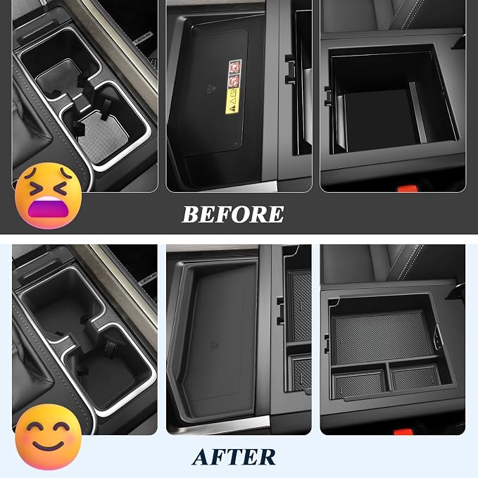 BIBIBO 3Pack for 2024-2026 Lexus GX 550 Center Console Organizer 2024 2025 2026 Lexus GX 550 Console Armrest Tray+Cup Holder +Wireless Charging Mat GX 550 Insert Organizer Lexus GX 550 Accessories