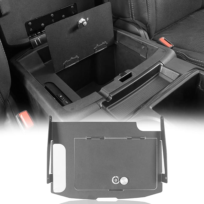 Hooke Road RAM 1500 Security Console Safe Locking Vault Box Center Console Interior Storage for Dodge RAM 1500 09-18 Pickup Truck