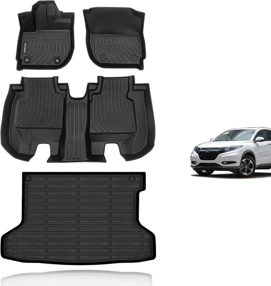 KELCSEECS Floor Mats & Cargo Liner Custom for 2016 2017 2018 2019 2020 2021 2022 Honda HR-V (FWD Model) Car Mats Cargo Mat Trunk Mat Honda HRV All Weather Floor Mats Trunk Liner Accessories