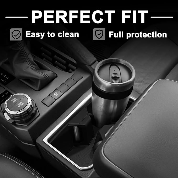 Muslogy Center Console Organizer & Cup Holder Inserts Compatible with 2025 2026 Toyota 4Runner Armrest Tray with Card Slot Divider Storage Box Non-Slip Silicone Front Drink Stoppers Rubber Cup Holder