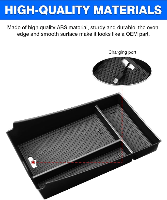 Autorder Center Console Organizer for 2023-2026 Honda HRV Accessories - Armrest Storage Box Secondary Insert Tray with Black&Red Mats
