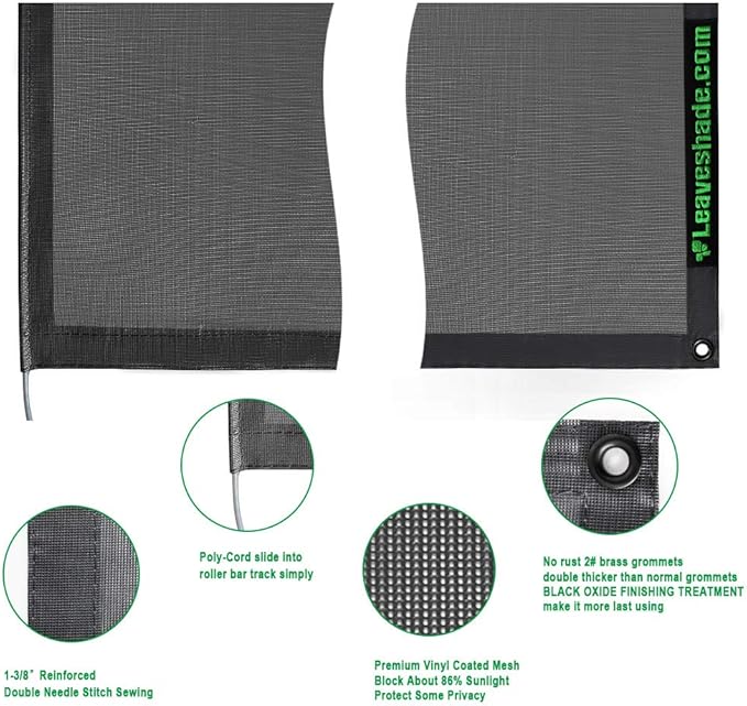 Leaveshade RV Awning Sun Shade Screen 10' X 15' 3'' (Fit for 16' Awning) Mesh Sunshade for RV Awning Motorhome Camping Trailer Awning Sunblocker Sunscreen - 3 Year Warranty (Black)