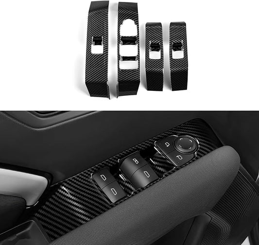 4PCS Car ABS Window Lift Switch Panel Trim Cover for Chevrolet Colorado/GMC Canyon 2023 2024 2025 Carbon Fiber Interior Accessories