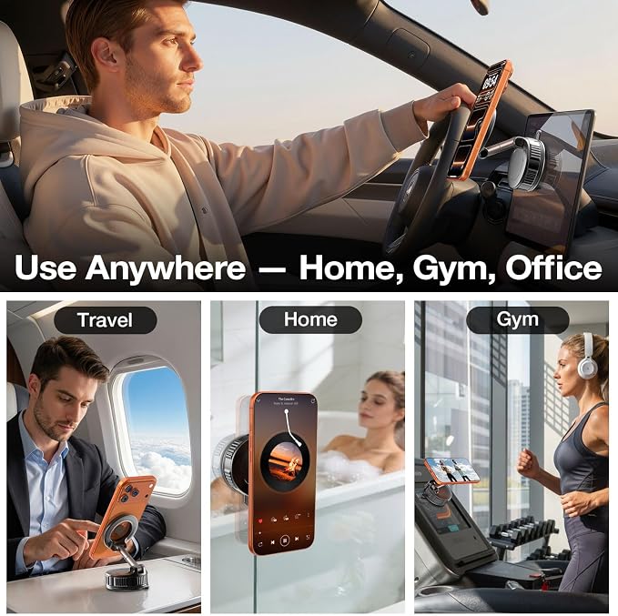Vooii Phone Holders for Your Car for Magsafe (130+LB Strongest Ever Suction) 360° Adjustable Vacuum Car Phone Mount Magnetic, Car Phone Holder for iPhone 17 Pro Max for Automotive Multi Gauges
