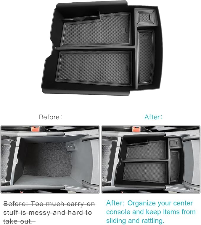 CDEFG for 2024 2025 2026 Atlas Center Console Organizer Tray Compatible with 2024 2025 2026 VW Atlas/Atlas Cross Sport SEL R-Line SE Accessories Middle Console Armrest Storage Box