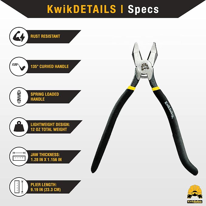 KwikSafety PINZA Lineman Side Cutting Pliers + KRAKEN Tool Lanyard Bundle