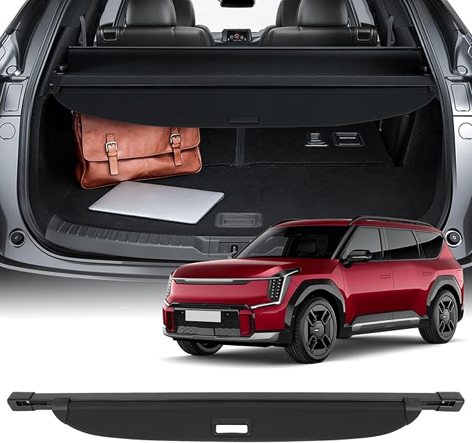 SCITOO Cargo Cover 2024-2025 for Kia EV9 BATTERY Upgraded Retractable Rear Trunk Cover with Aluminum PVC&Plastic, Tool-Free Installation