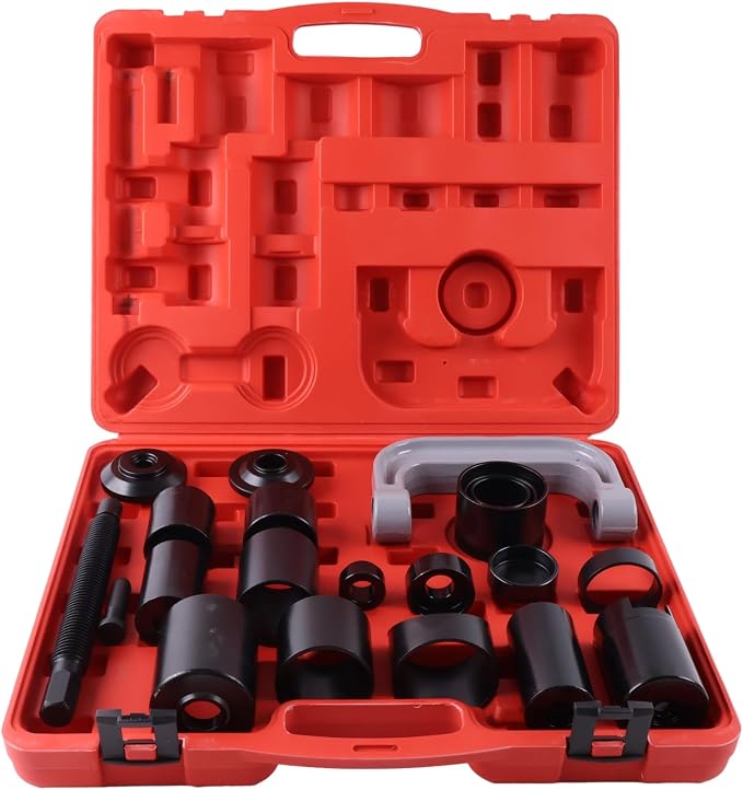 21Pcs Auto Repair Service Removal Ball Joint Press Tool Master Adapter Kit 2/4WD Compatible with Most GM Ford Dodge 2 and 4 Wheel Drive Pickups